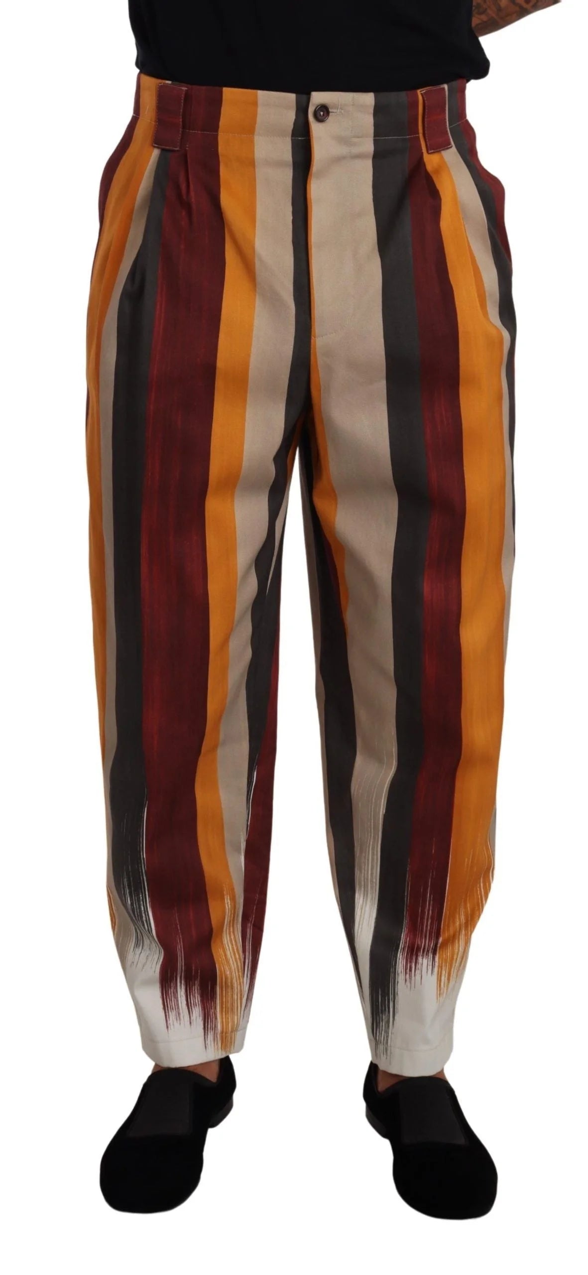 Dolce & Gabbana Multicolor Striped Cotton Tapered Trouser Pants - IT50 | L - Trousers