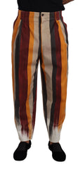 Dolce & Gabbana Multicolor Striped Cotton Tapered Trouser Pants - IT50 | L - Trousers