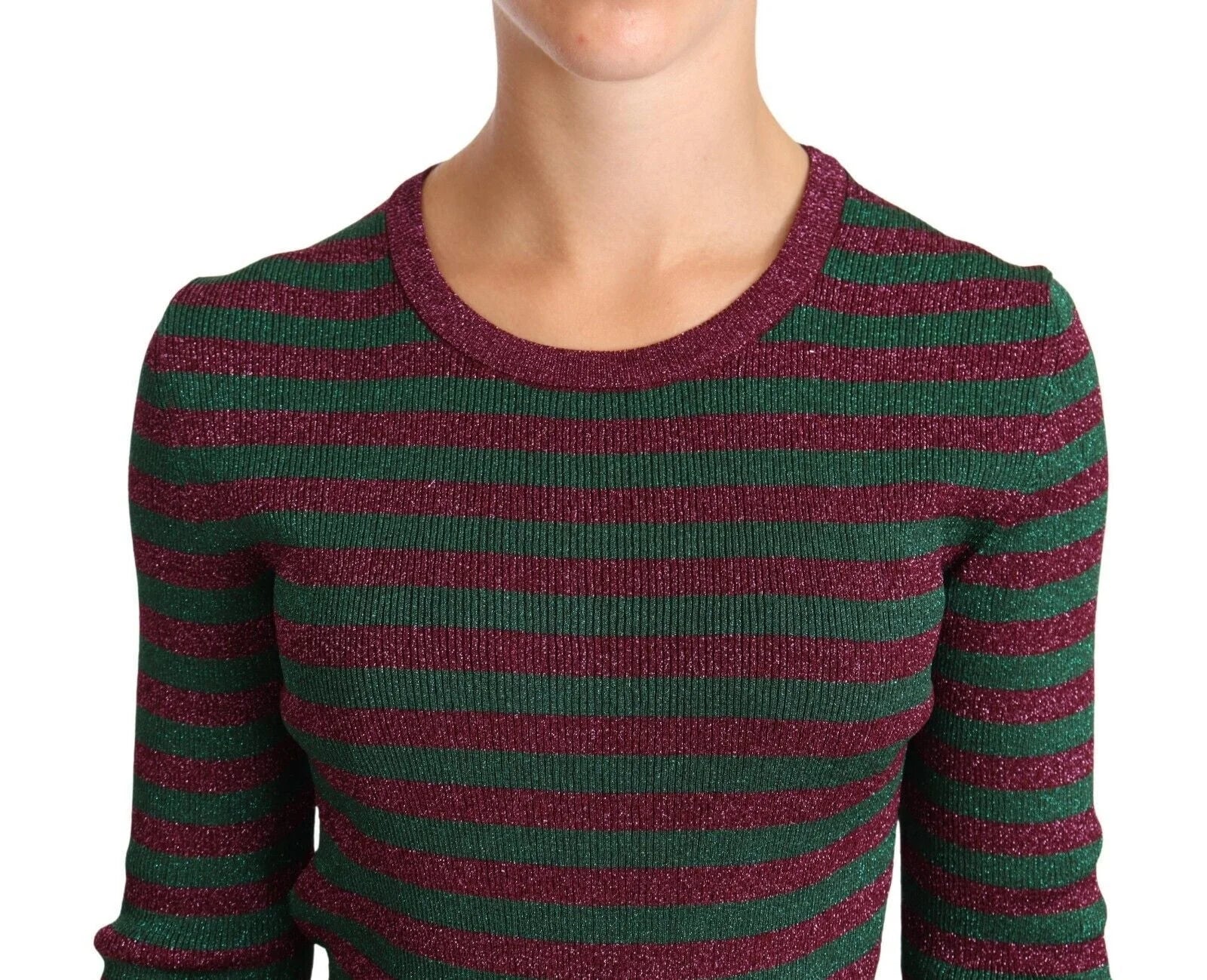Dolce & Gabbana Multicolor Striped Crew Neck Pullover Sweater - Sweaters