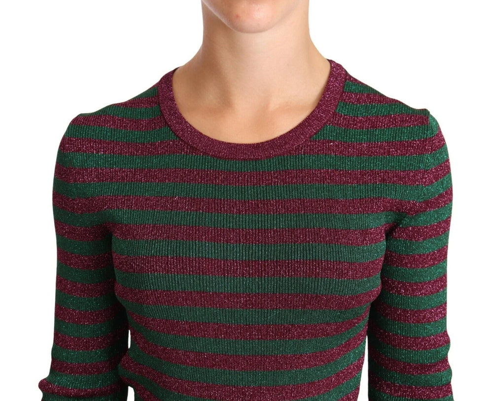 Dolce & Gabbana Multicolor Striped Crew Neck Pullover Sweater - Sweaters