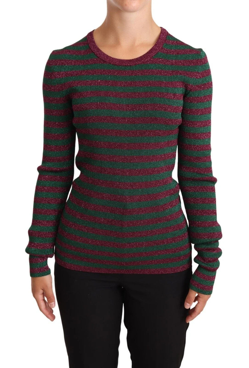 Dolce & Gabbana Multicolor Striped Crew Neck Pullover Sweater - Sweaters