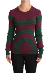 Dolce & Gabbana Multicolor Striped Crew Neck Pullover Sweater - Sweaters