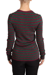 Dolce & Gabbana Multicolor Striped Crew Neck Pullover Sweater - Sweaters