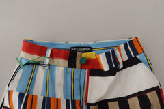 Dolce & Gabbana Multicolor Striped High Waist Cotton Pants - Trousers