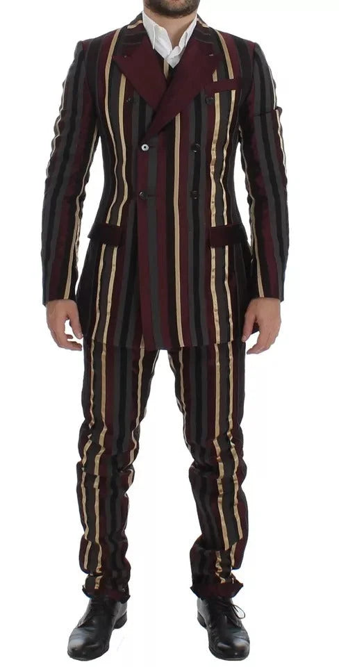 Dolce & Gabbana Multicolor Striped Runway 3 Piece Slim Fit Vest Suit - IT48 | M - Tuxedos