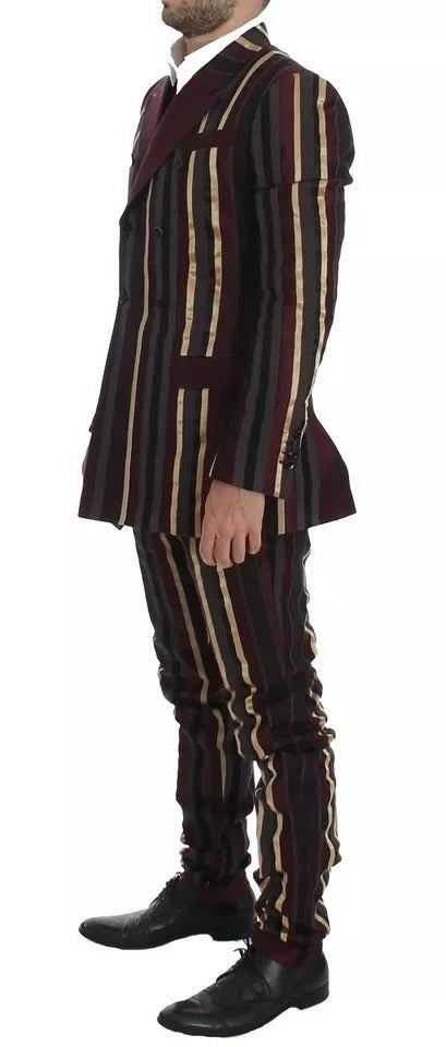 Dolce & Gabbana Multicolor Striped Runway 3 Piece Slim Fit Vest Suit - IT48 | M - Tuxedos