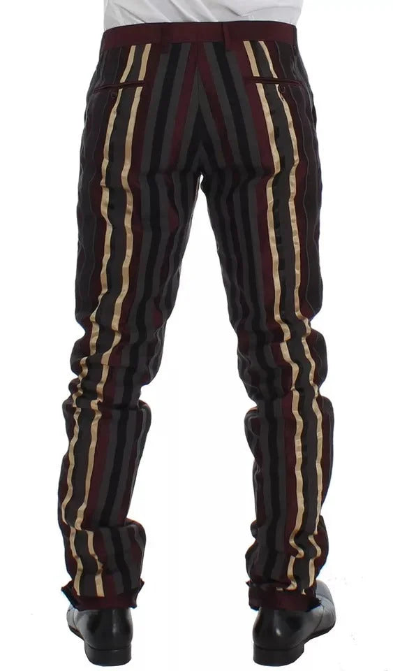 Dolce & Gabbana Multicolor Striped Runway 3 Piece Slim Fit Vest Suit - IT48 | M - Tuxedos