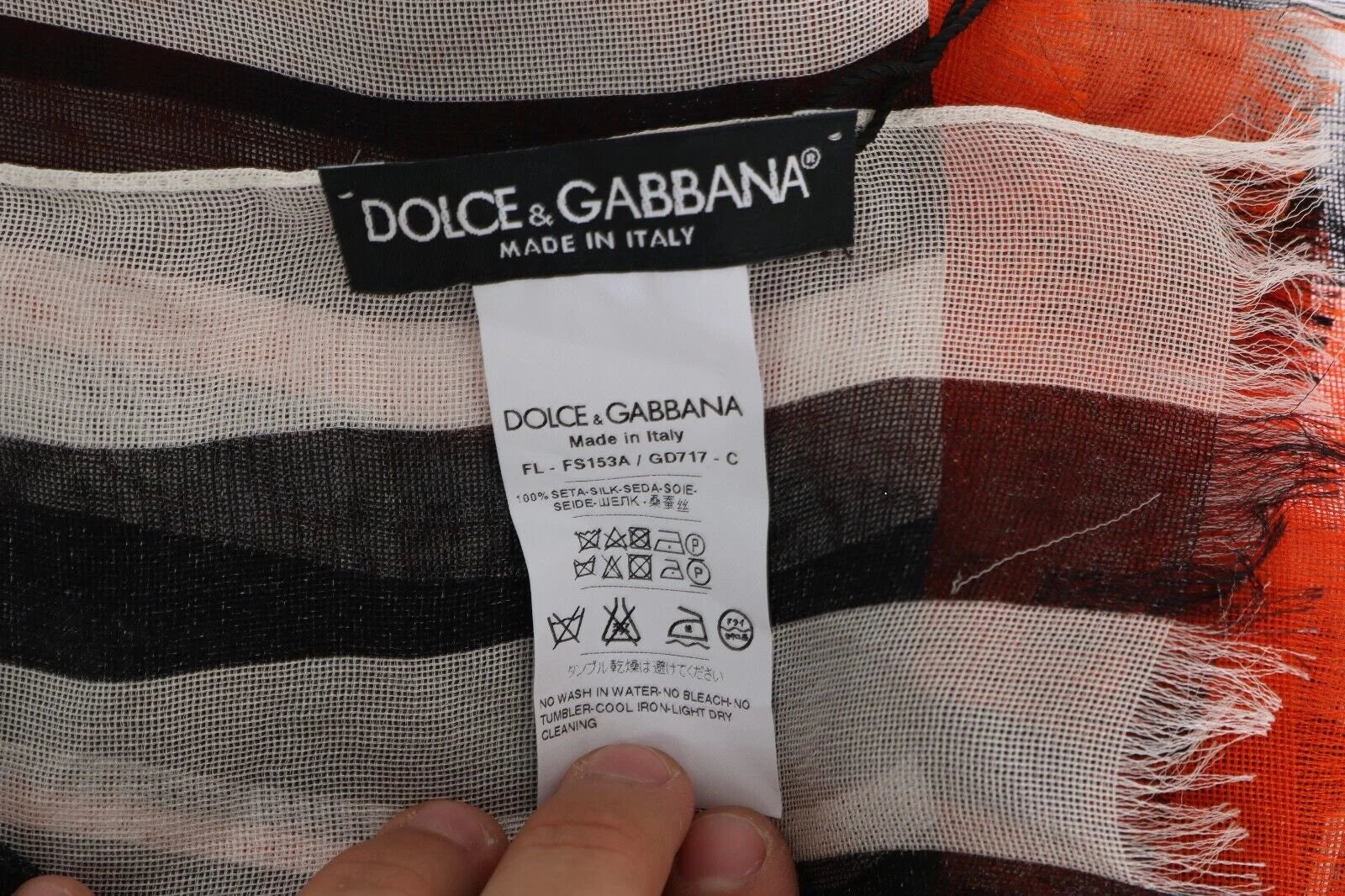 Dolce & Gabbana Multicolor Striped Silk Shawl Fringes Scarf - Scarves & Shawls