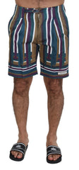 Dolce & Gabbana Multicolor Striped Stretch Cotton Shorts - Chino Shorts