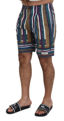Dolce & Gabbana Multicolor Striped Stretch Cotton Shorts - Chino Shorts