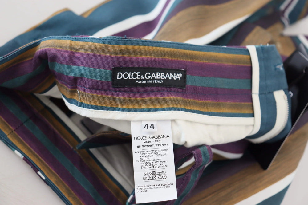 Dolce & Gabbana Multicolor Striped Stretch Cotton Shorts - Chino Shorts