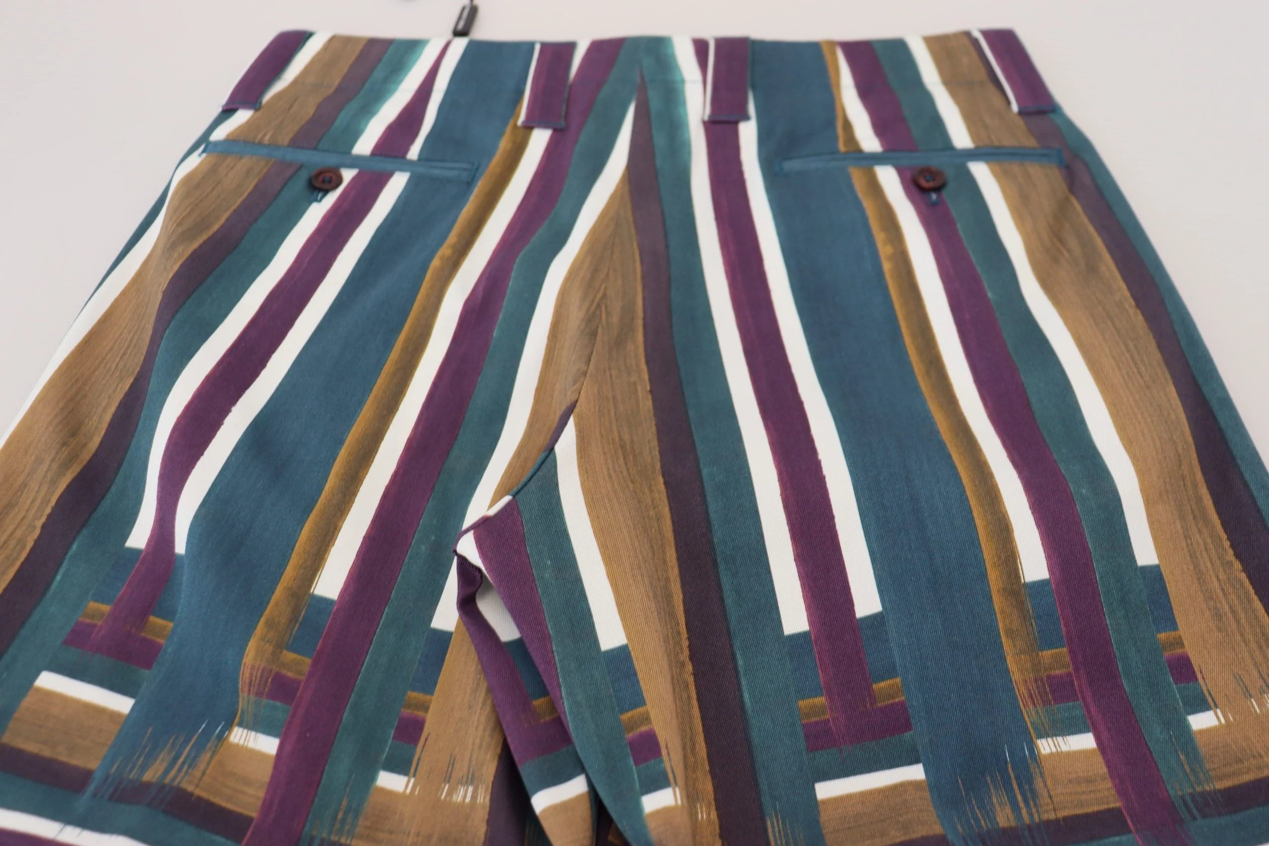 Dolce & Gabbana Multicolor Striped Stretch Cotton Shorts - Chino Shorts