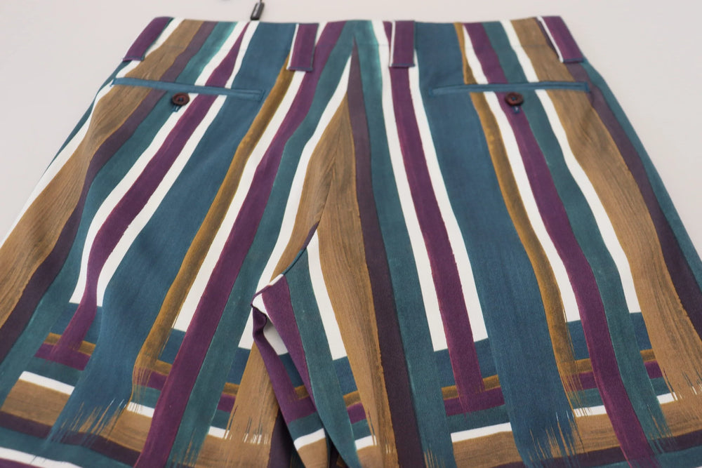 Dolce & Gabbana Multicolor Striped Stretch Cotton Shorts - Chino Shorts