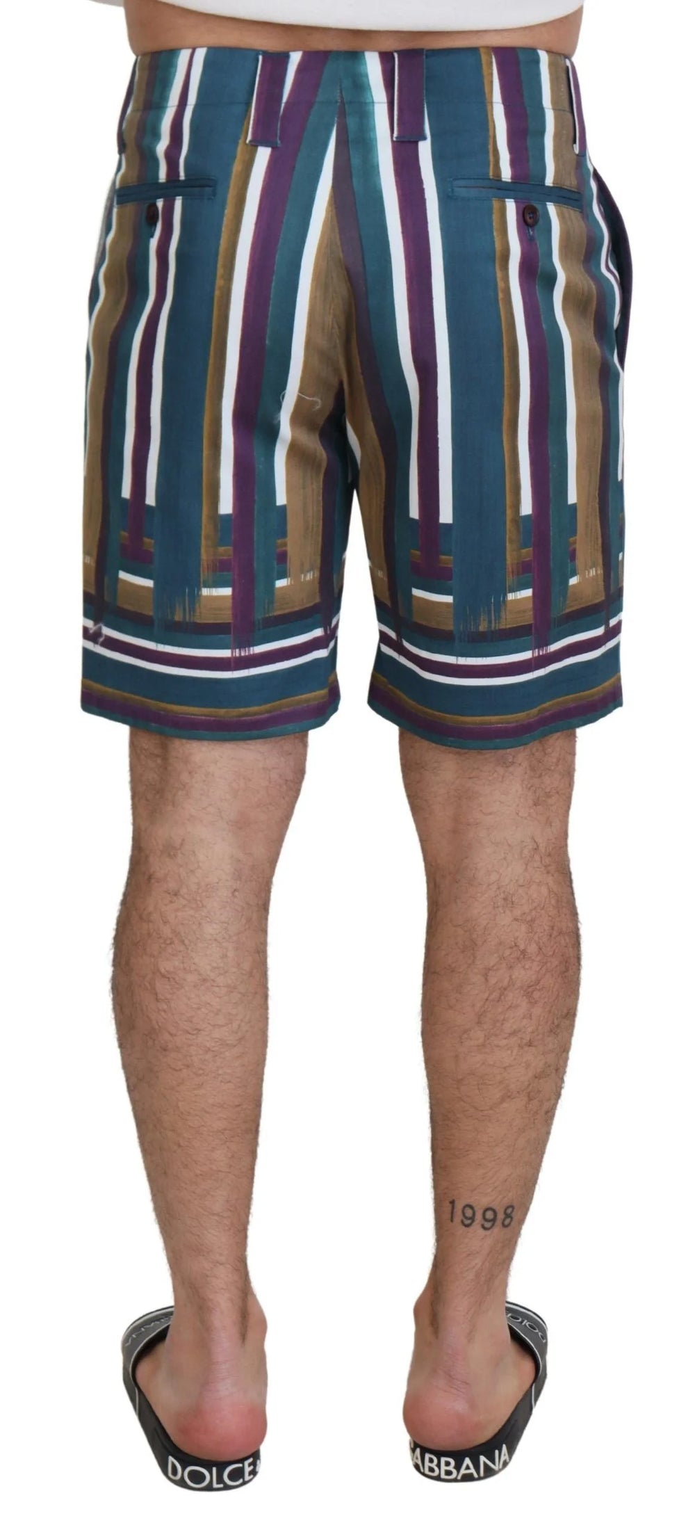 Dolce & Gabbana Multicolor Striped Stretch Cotton Shorts - Chino Shorts