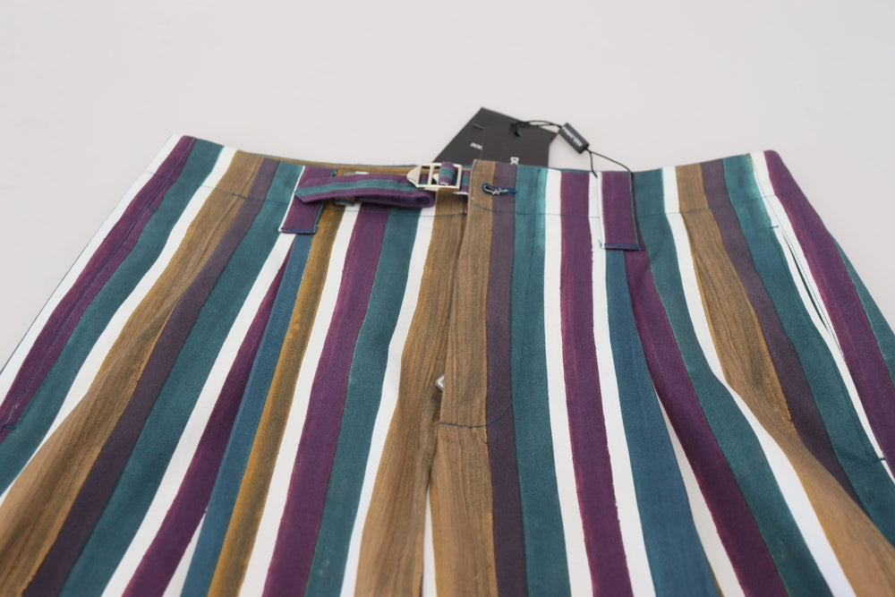 Dolce & Gabbana Multicolor Striped Stretch Cotton Shorts - Chino Shorts