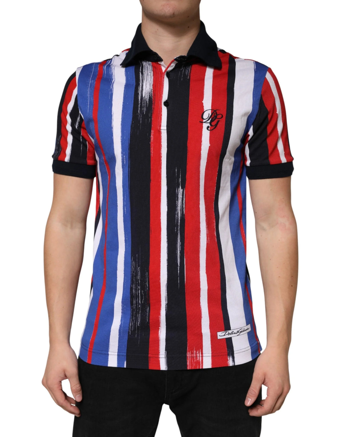 Dolce & Gabbana Multicolor Stripes Cotton Men Polo T-shirt - IT46 | S
