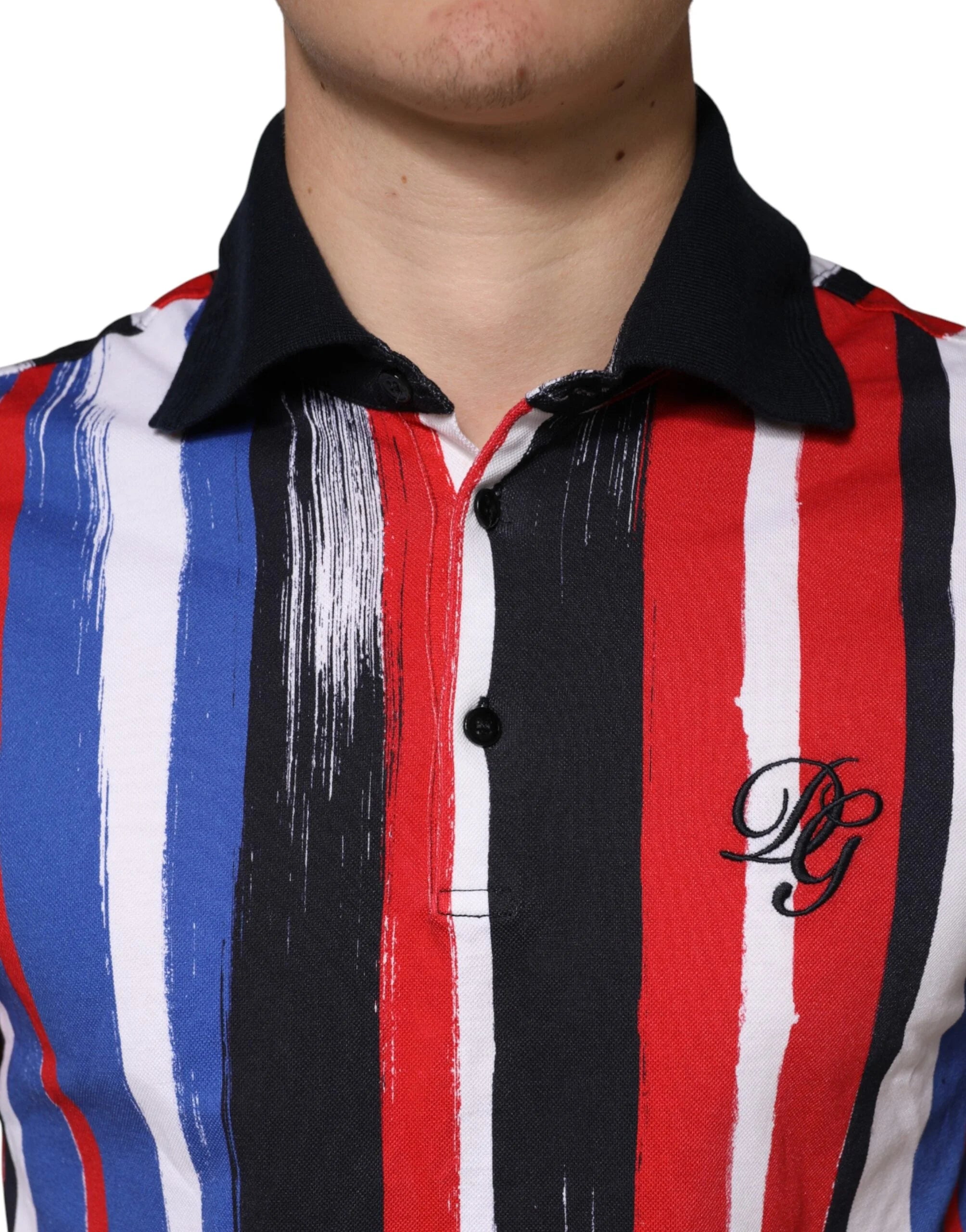 Dolce & Gabbana Multicolor Stripes Cotton Men Polo T-shirt - IT46 | S