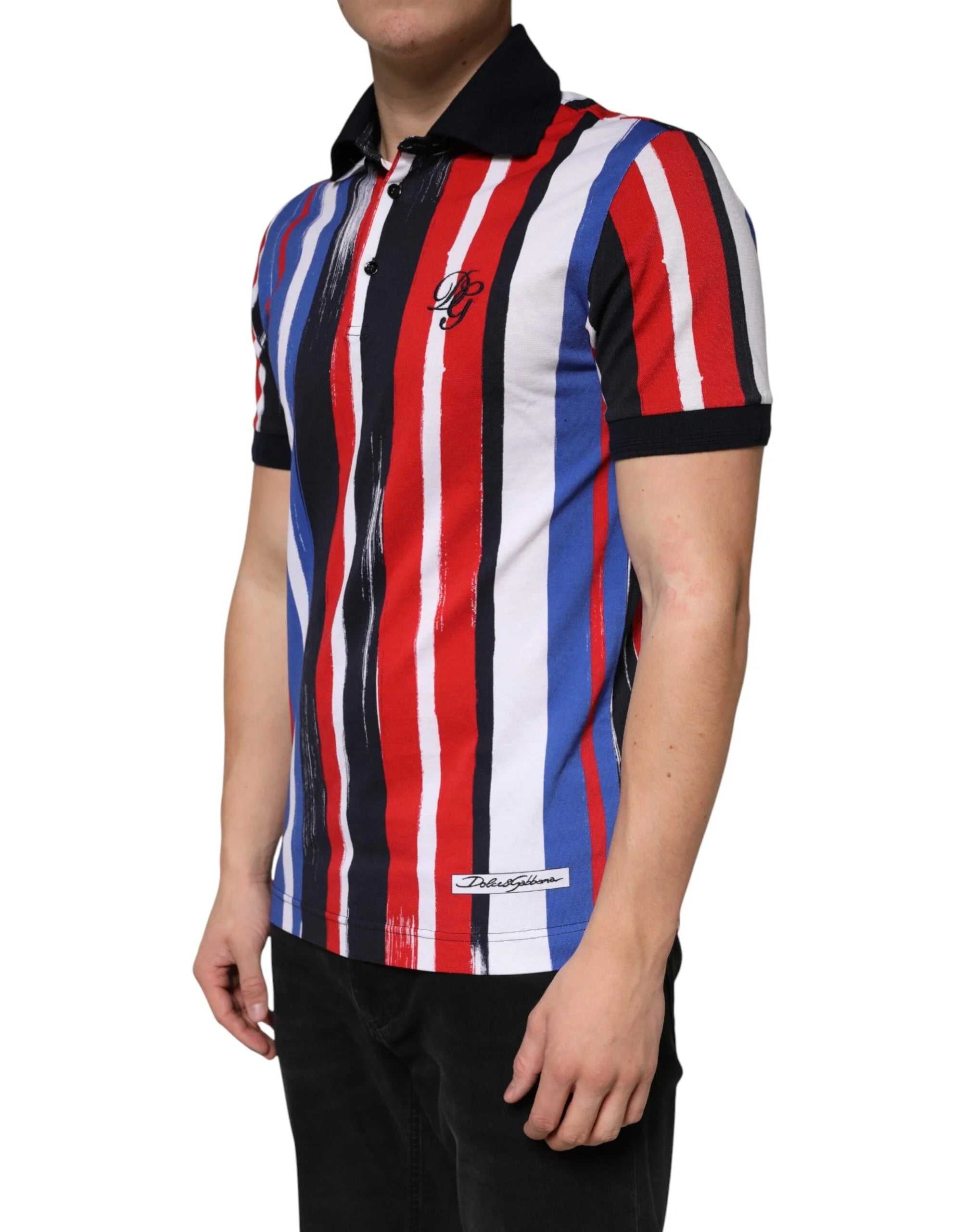 Dolce & Gabbana Multicolor Stripes Cotton Men Polo T-shirt - IT46 | S