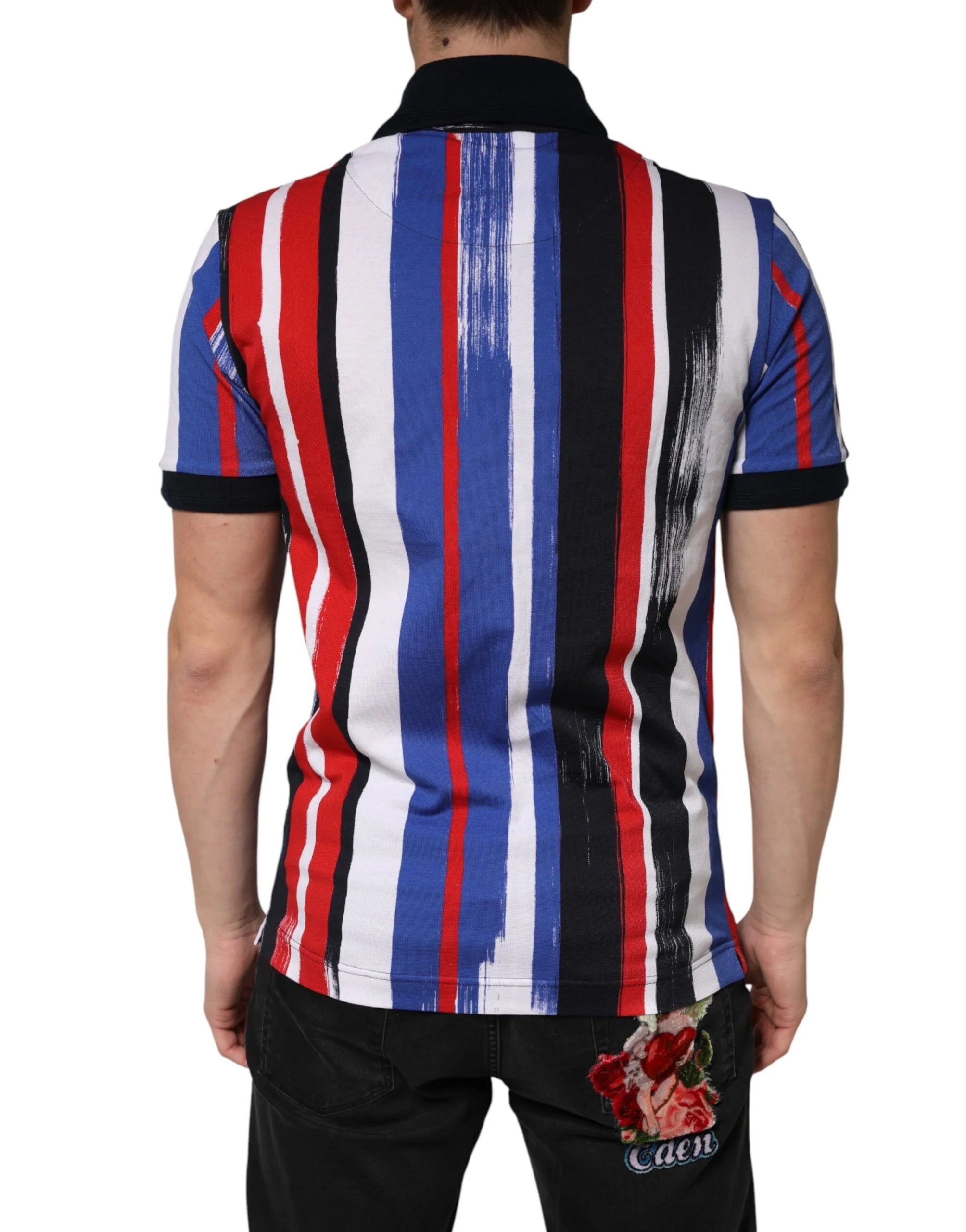 Dolce & Gabbana Multicolor Stripes Cotton Men Polo T-shirt - IT46 | S
