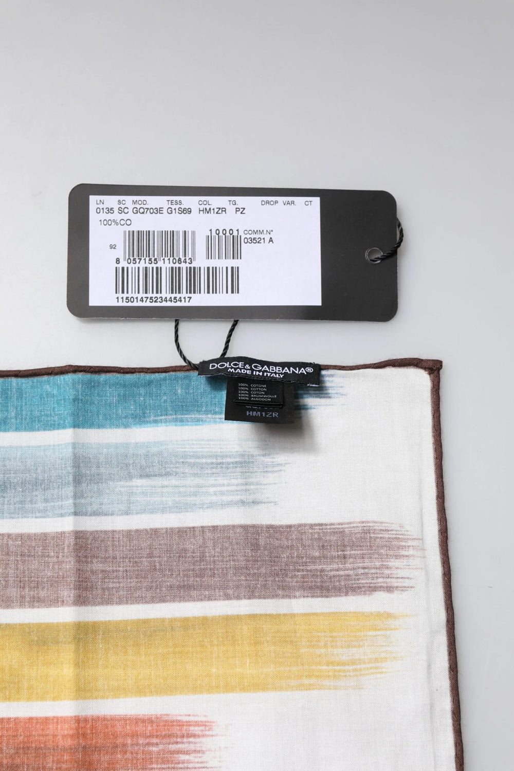 Dolce & Gabbana Multicolor Stripes Cotton Square Foulard Scarf - Scarves & Shawls