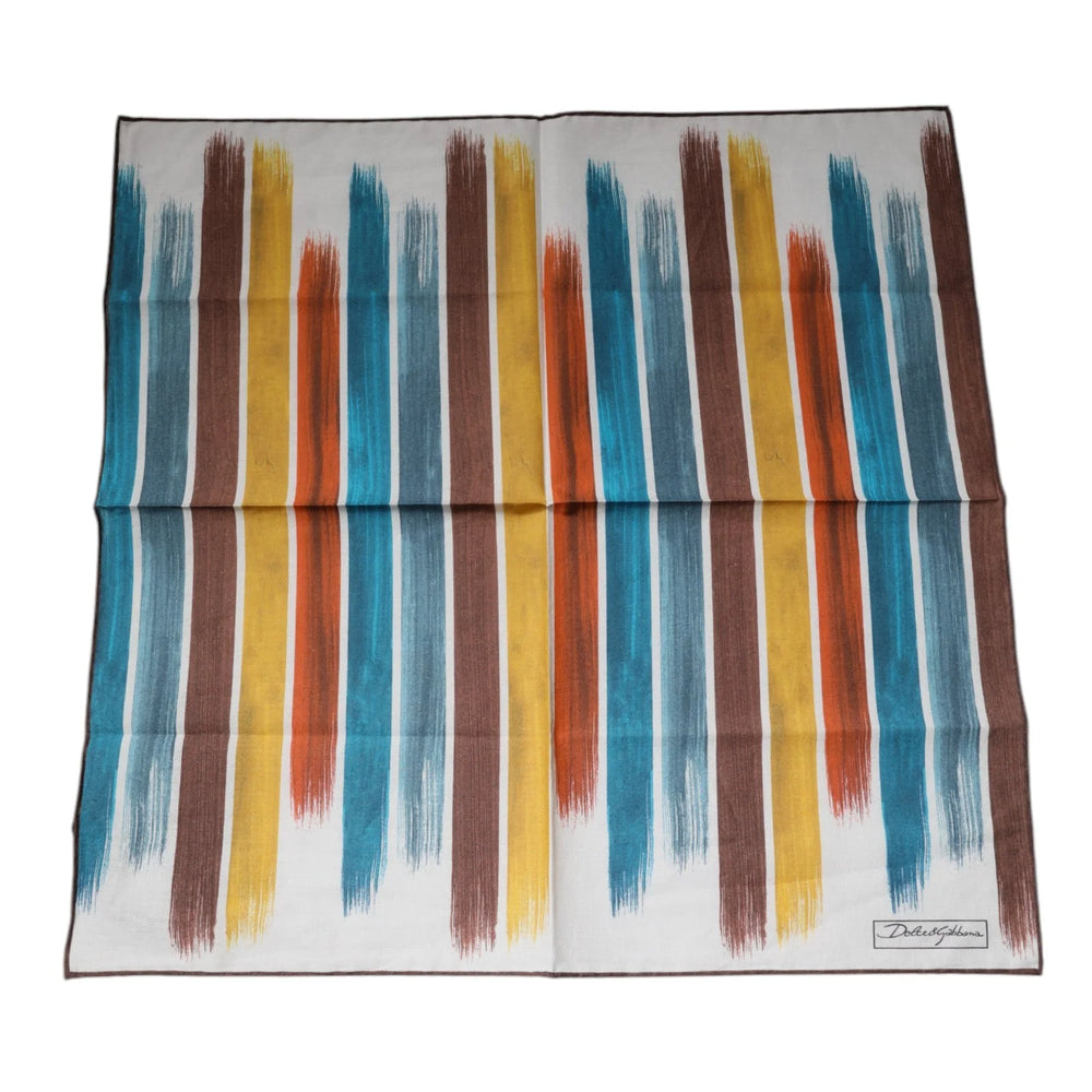 Dolce & Gabbana Multicolor Stripes Cotton Square Foulard Scarf - Scarves & Shawls