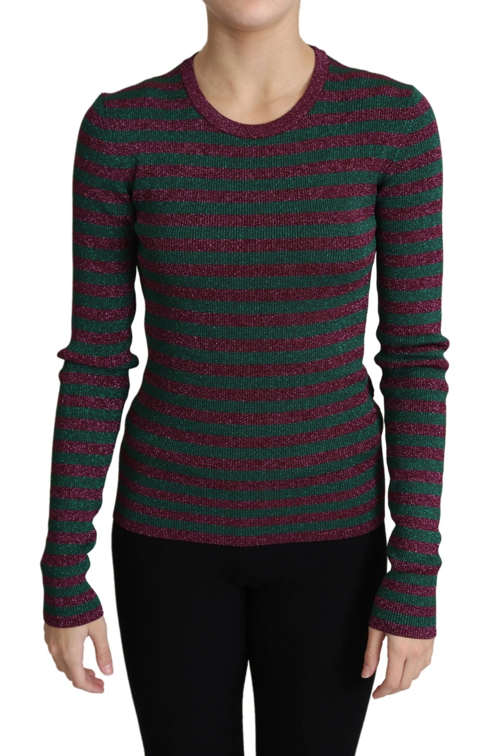 Dolce & Gabbana Multicolor Stripes Crew Neck Pullover Sweater - Sweaters