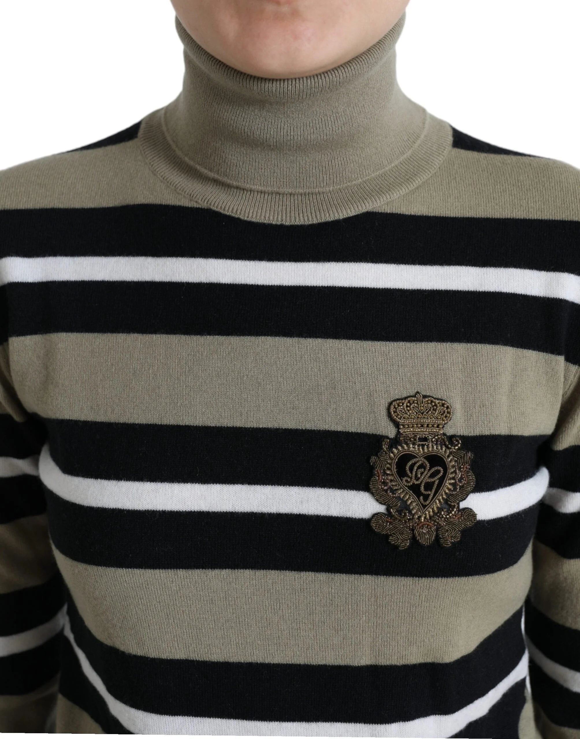Dolce & Gabbana Multicolor Stripes Logo Turtle Neck Pullover Sweater - IT40|S - Sweaters