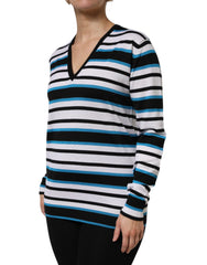 Dolce & Gabbana Multicolor Stripes Long Sleeves V-neck Top - IT38 | XS - Sweaters