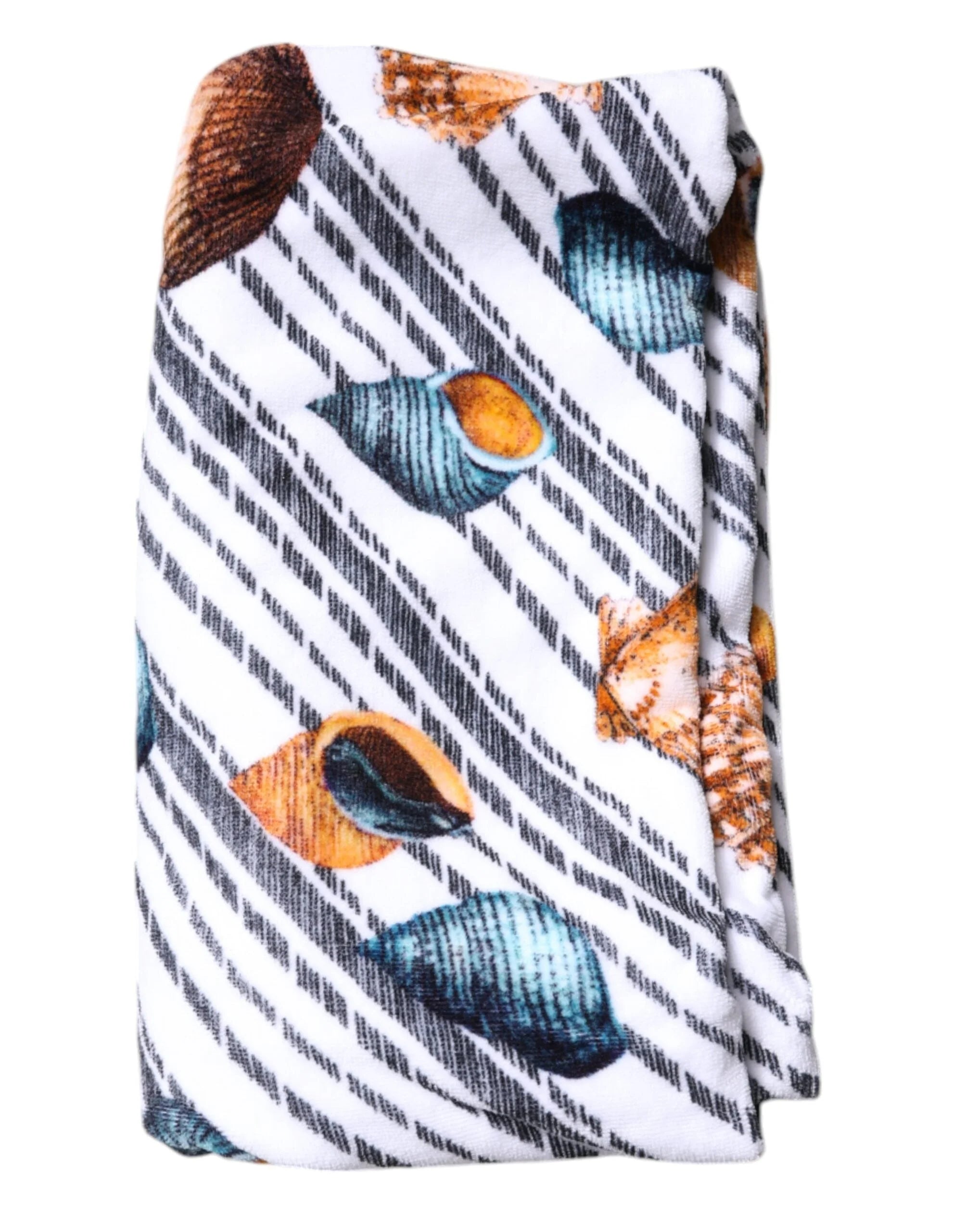 Dolce & Gabbana Multicolor Stripes Seashells Beach Towel - Beach Towels