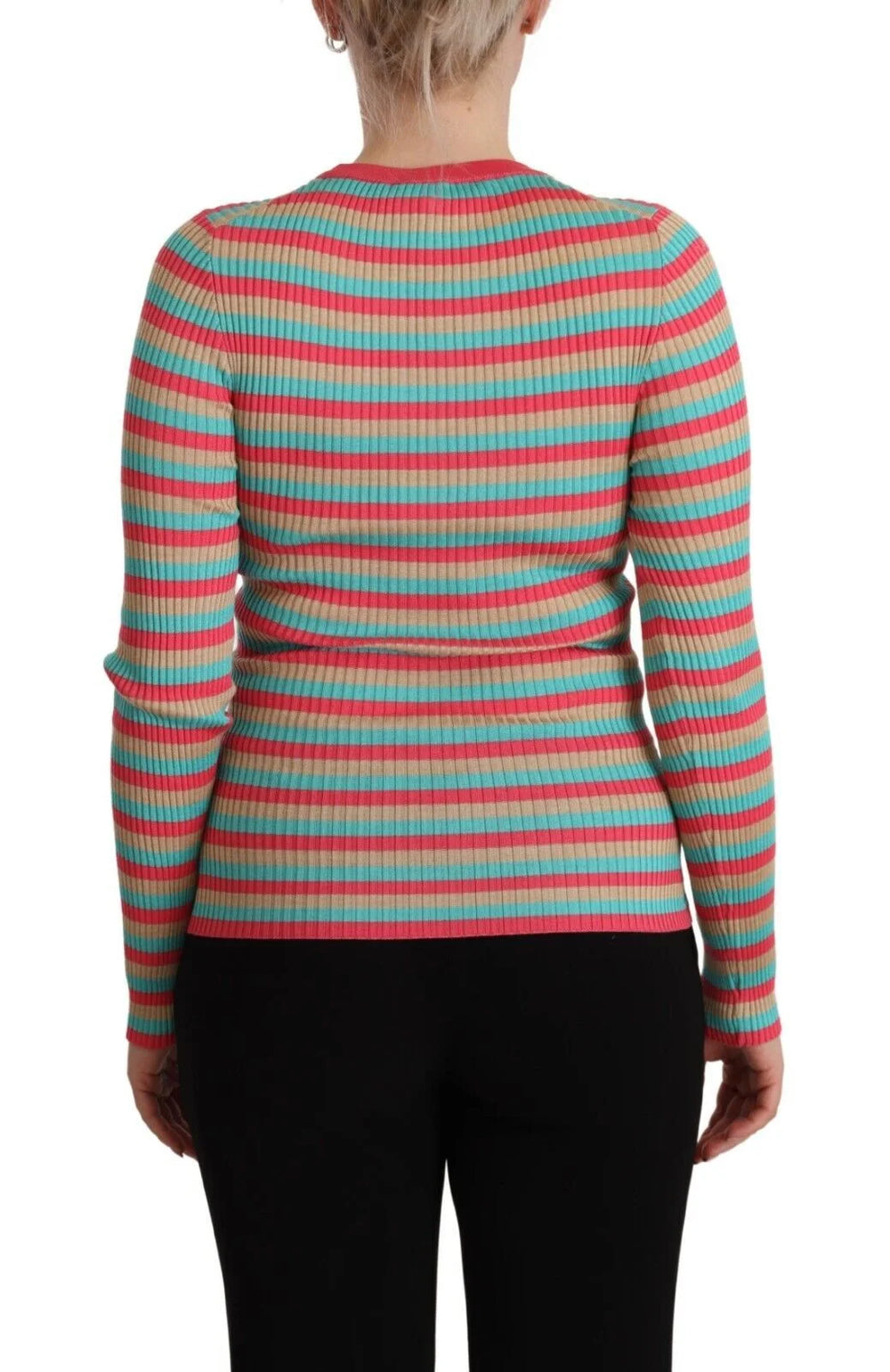 Dolce & Gabbana Multicolor Stripes Silk Crew Neck Pullover Top - IT44|L - Sweaters