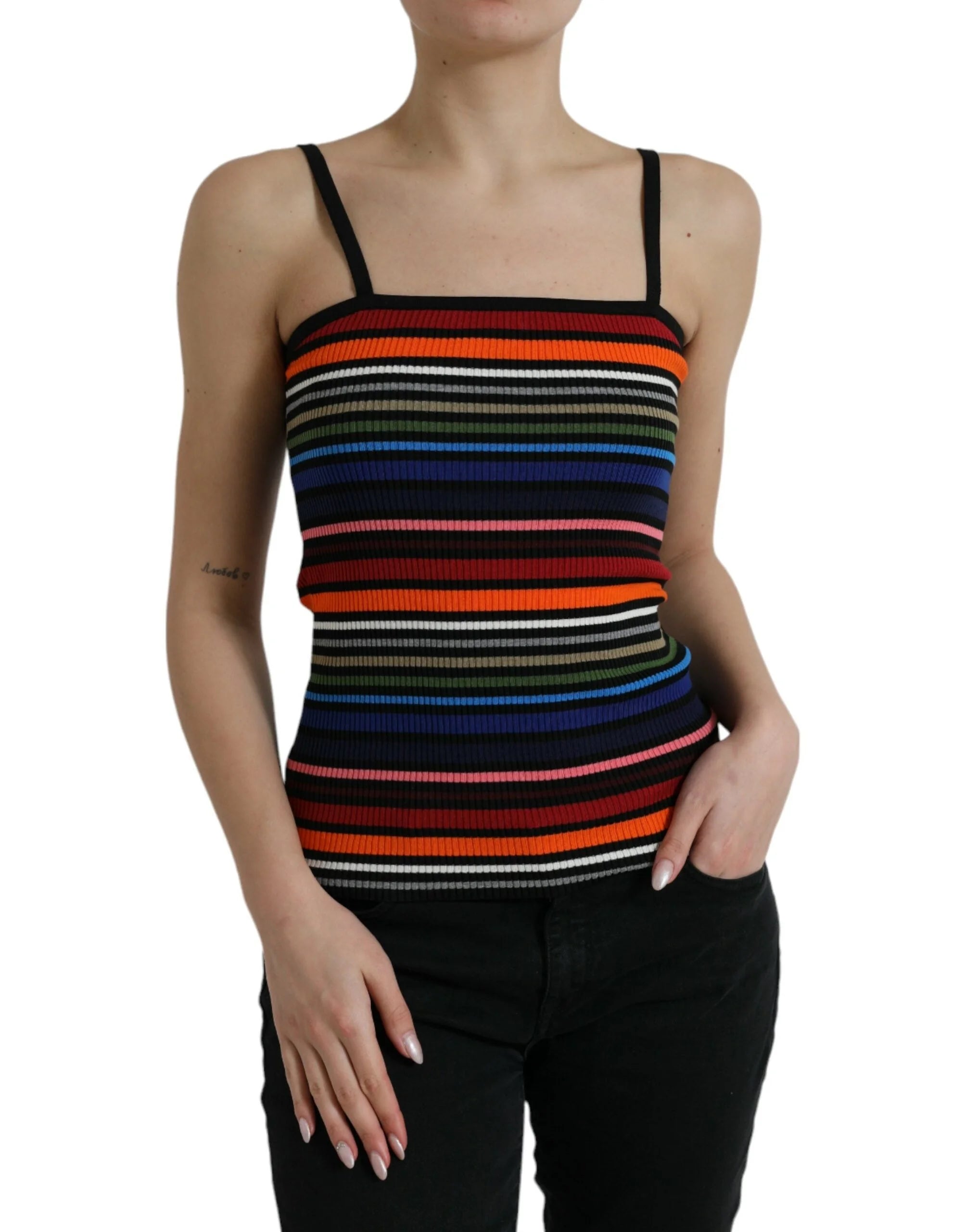 Dolce & Gabbana Multicolor Stripes Spaghetti Strap Tank Top - Tank Tops