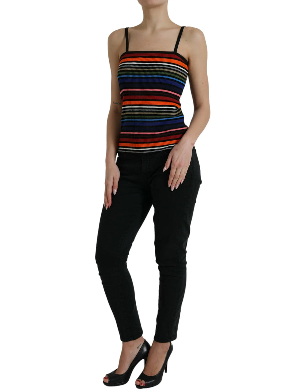 Dolce & Gabbana Multicolor Stripes Spaghetti Strap Tank Top - Tank Tops