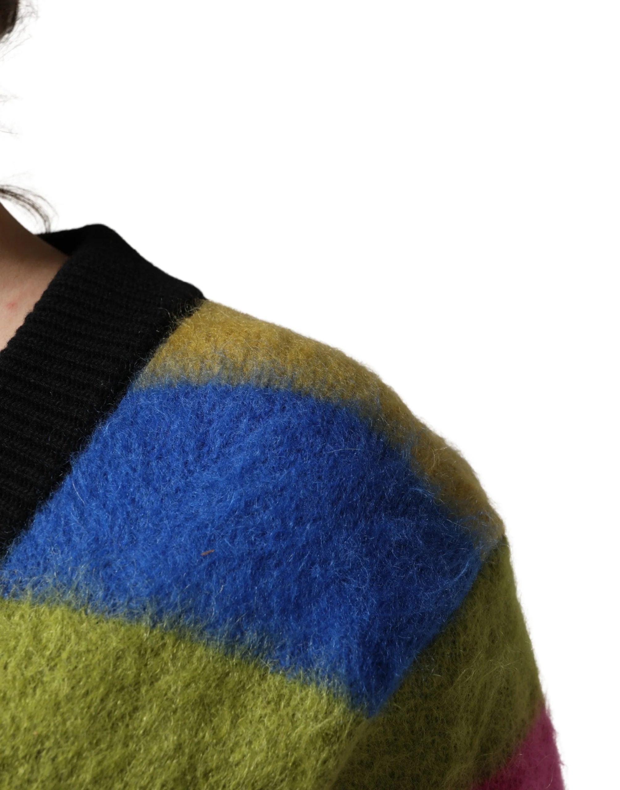 Dolce & Gabbana Flerfarget Stripete V-hals Ullgenserkåpe