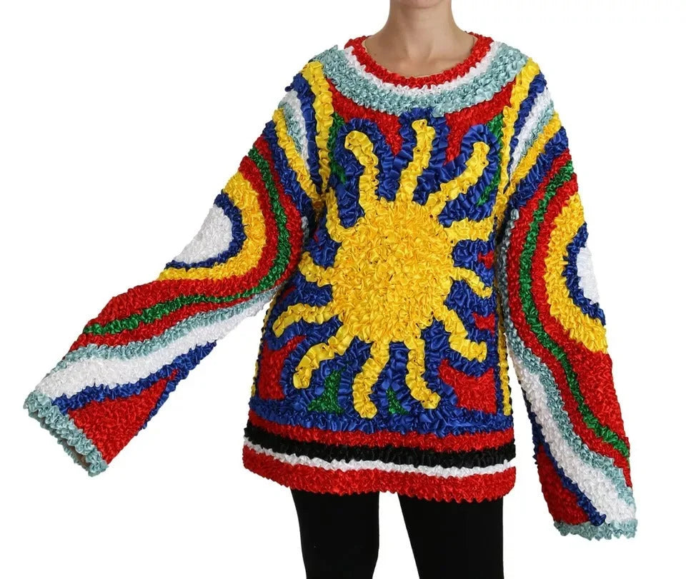 Dolce & Gabbana Multicolor Sun Ruffled Top Blouse Sweater - IT40|S - Sweaters