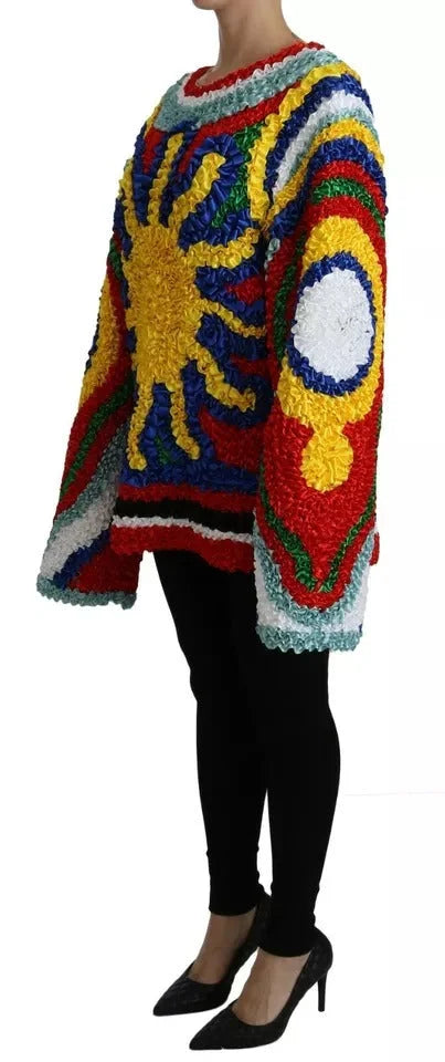 Dolce & Gabbana Multicolor Sun Ruffled Top Blouse Sweater - IT40|S - Sweaters