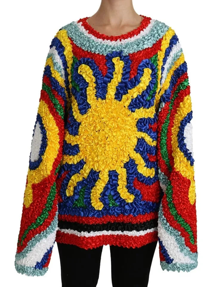 Dolce & Gabbana Multicolor Sun Ruffled Top Blouse Sweater - IT40|S - Sweaters