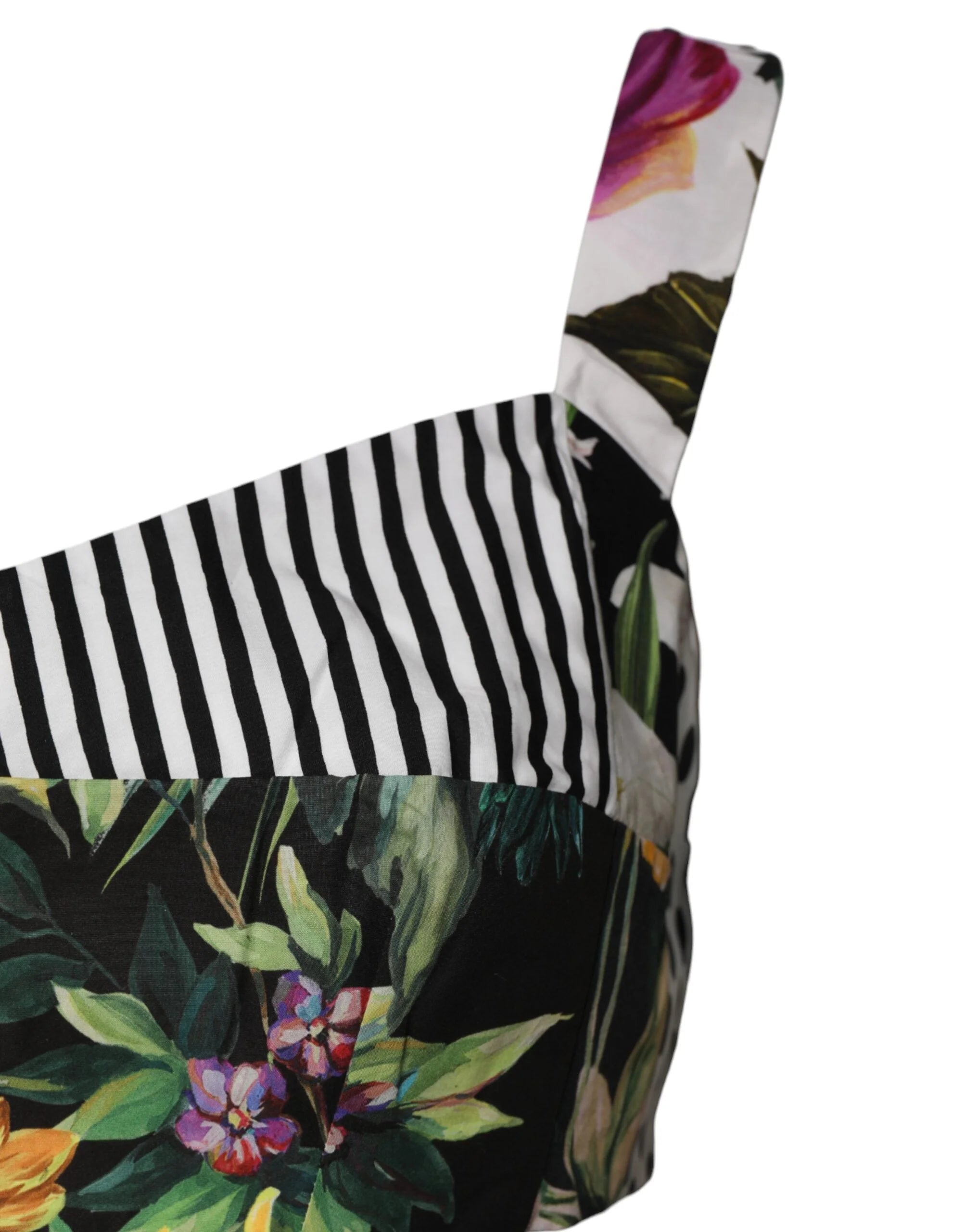 Dolce & Gabbana Multicolor Sweetheart Neck Patchwork Crop Top - IT46|XL - Crop Tops