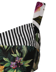 Dolce & Gabbana Multicolor Sweetheart Neck Patchwork Crop Top - IT46|XL - Crop Tops