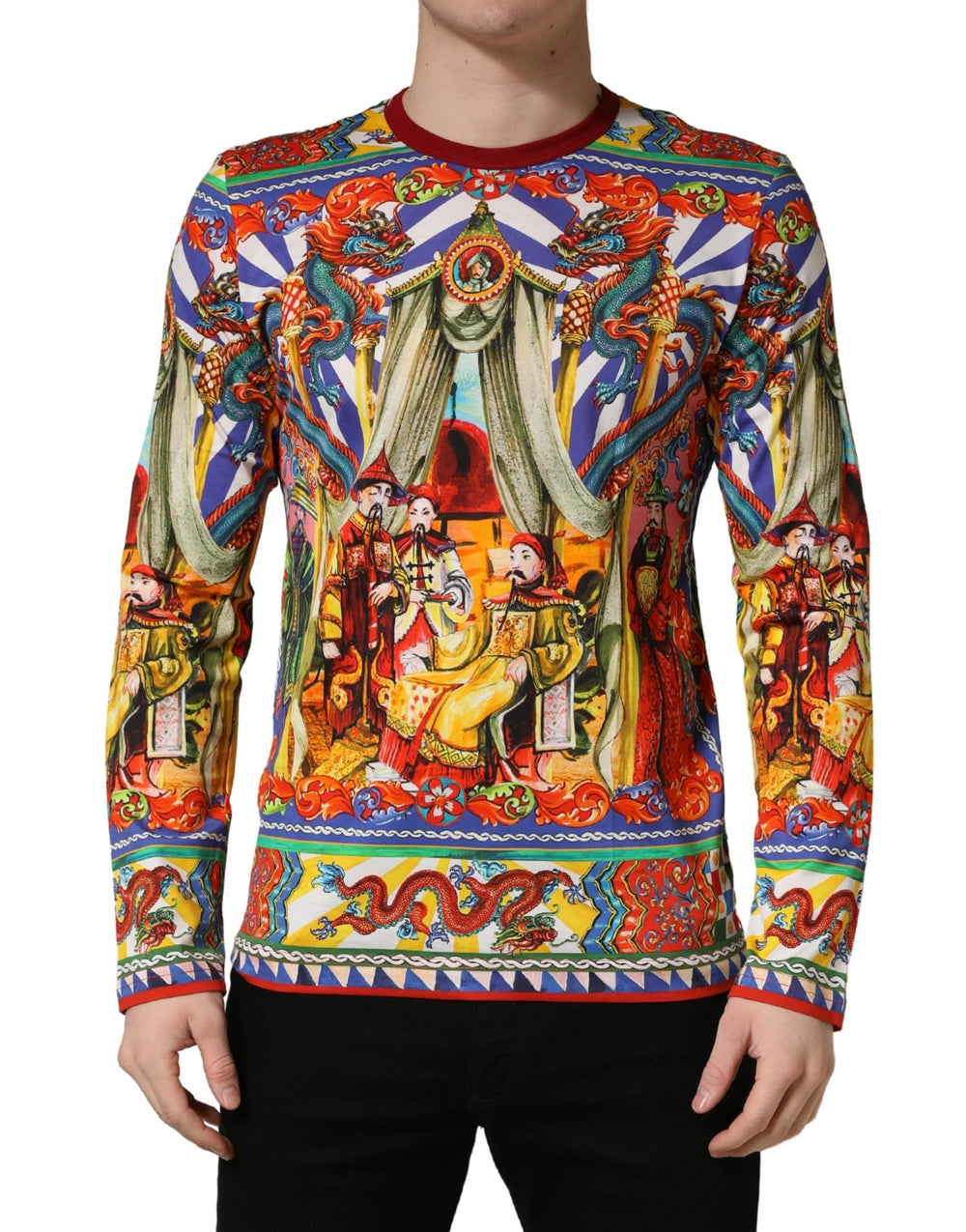 Dolce & Gabbana Multicolor Teatro Dei Pupi Men Long Sleeves T-shirt