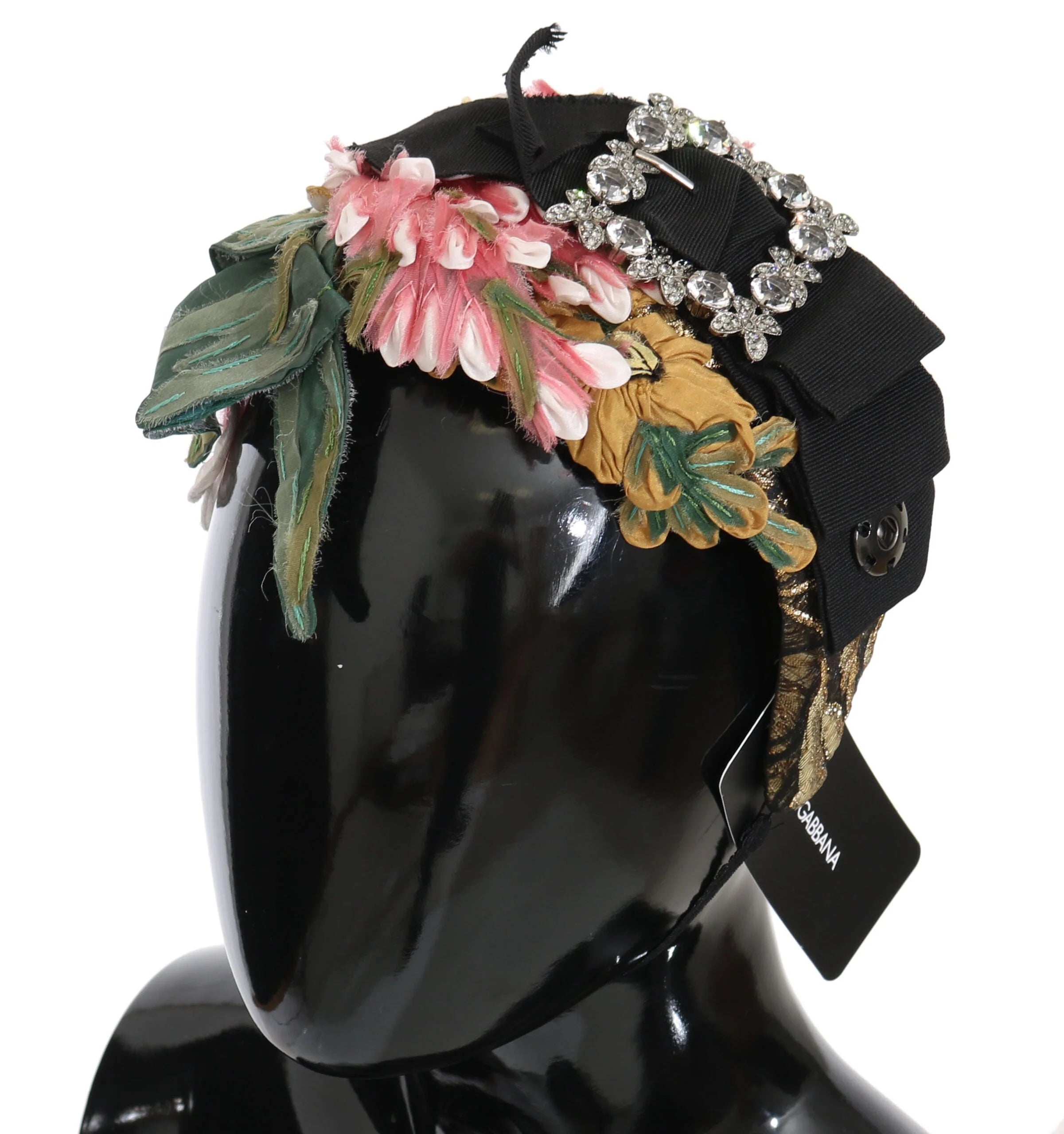 Dolce & Gabbana Multicolor Tiara Floral Crystal Bow Diadem Headband - Headbands