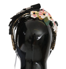 Dolce & Gabbana Multicolor Tiara Floral Crystal Bow Diadem Headband - Headbands