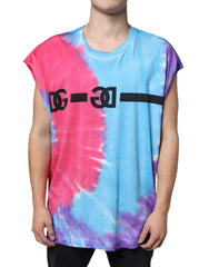 Dolce & Gabbana Multicolor Tie Dye Cotton Sleeveless T-shirt - IT52 | XL - T-Shirts