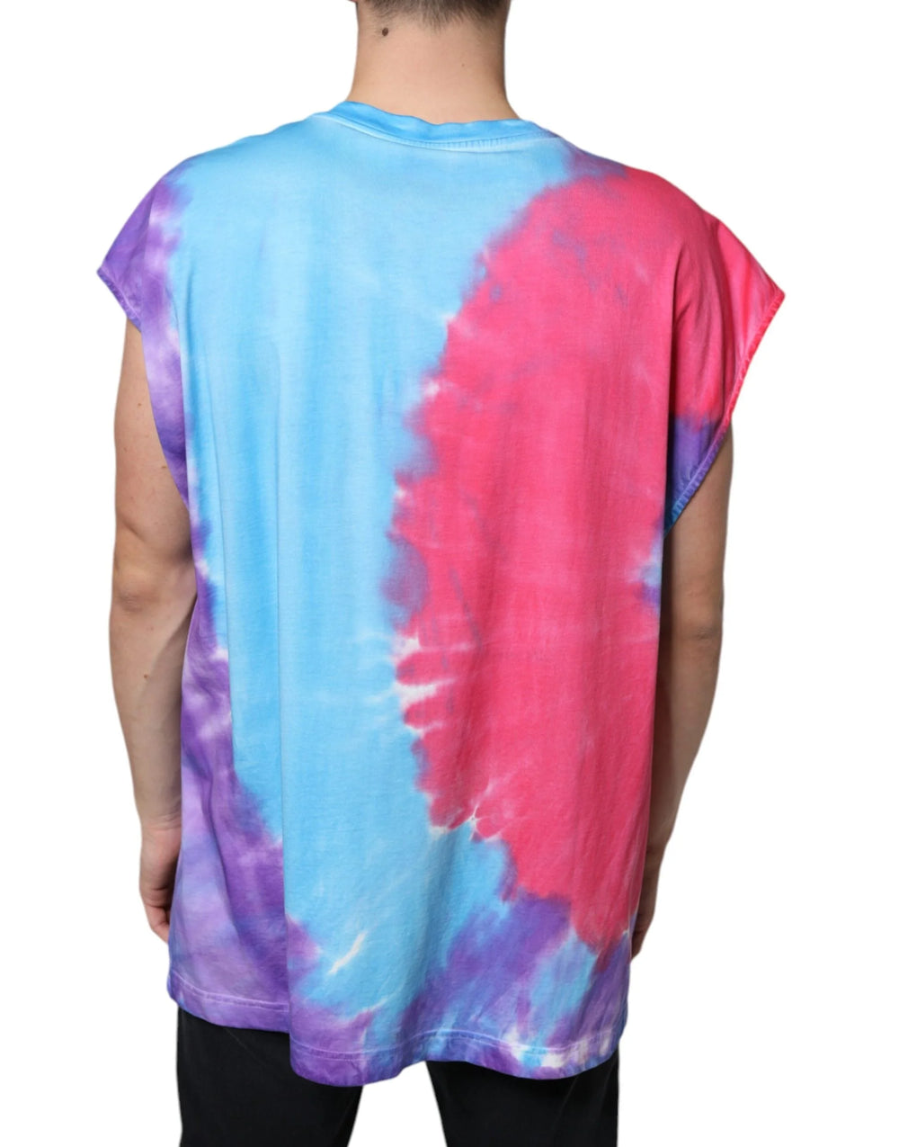 Dolce & Gabbana Multicolor Tie Dye Cotton Sleeveless T-shirt - IT52 | XL - T-Shirts