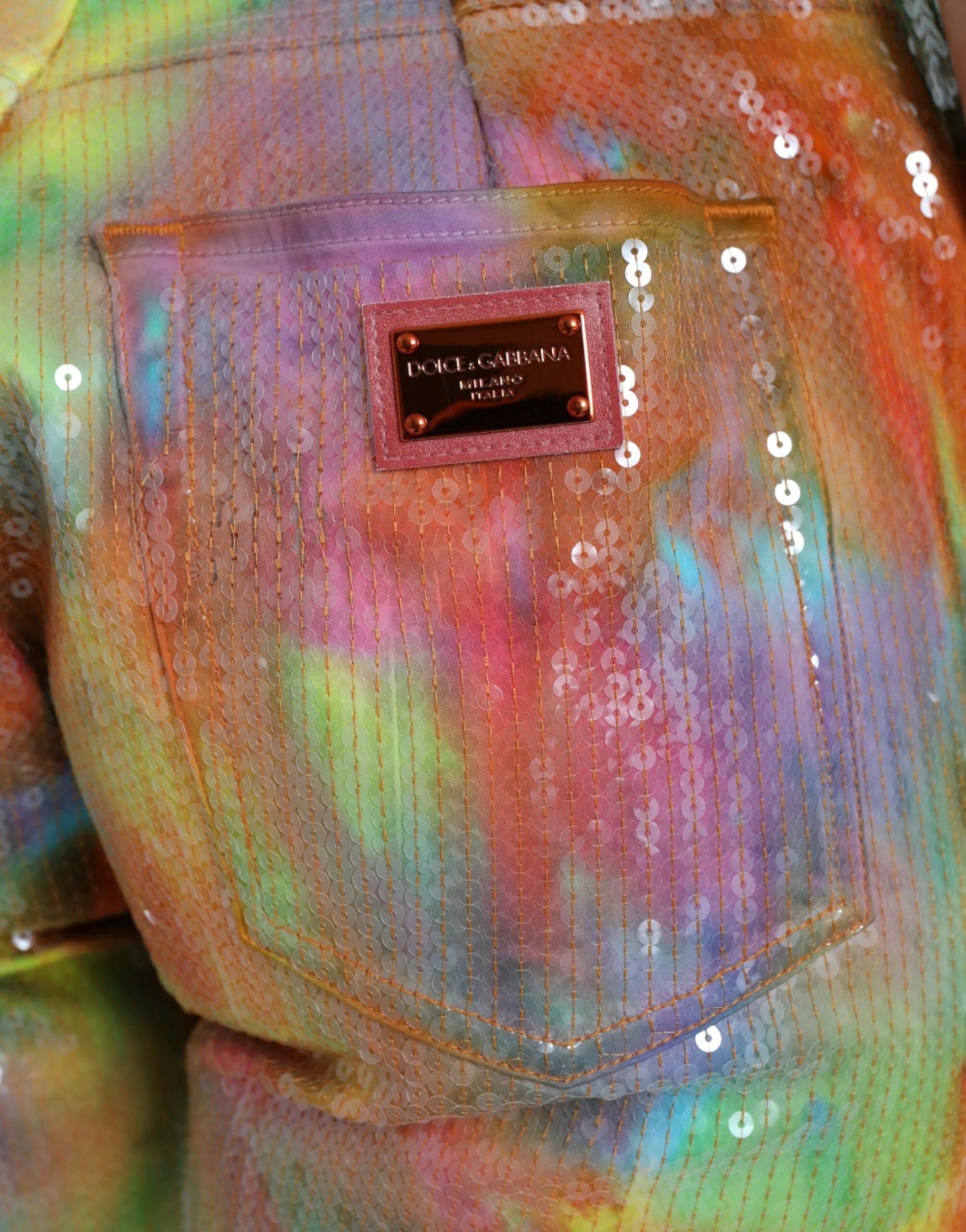 Dolce & Gabbana Multicolor Tie Dye Sequined High Waist Cropped Pants - IT40|S - Trousers