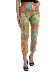 Dolce & Gabbana Multicolor Tie Dye Sequined High Waist Cropped Pants - IT40|S - Trousers