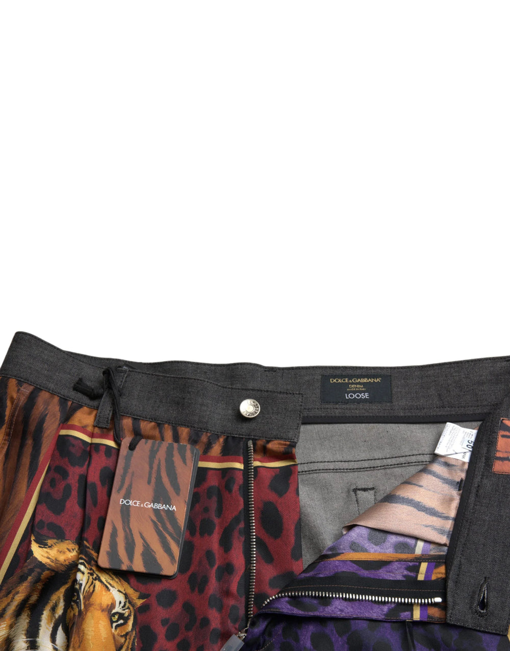 Dolce & Gabbana Multicolor Tiger Cotton Loose Denim Jeans - IT50 | L - Jeans