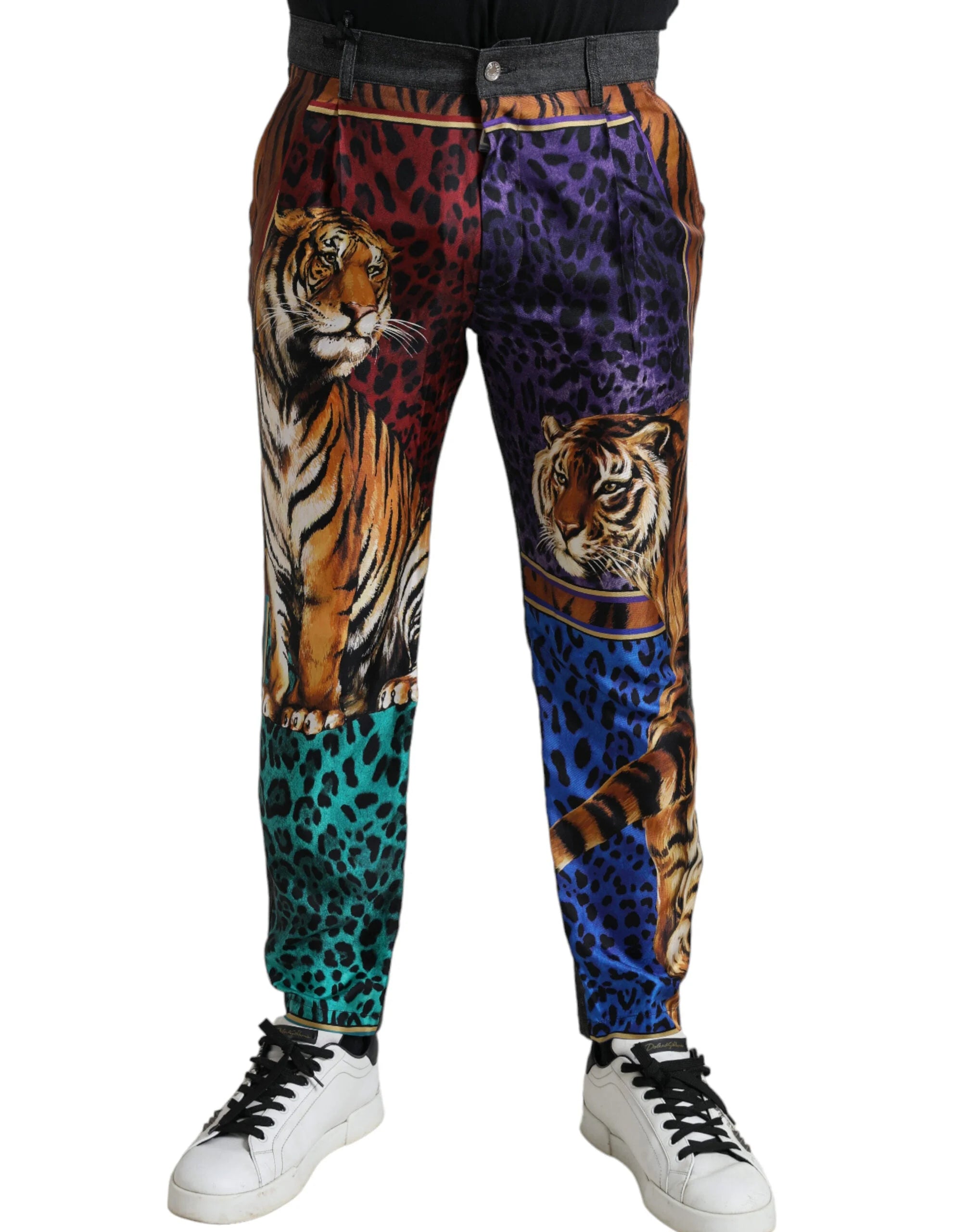 Dolce & Gabbana Multicolor Tiger Cotton Loose Denim Jeans - IT50 | L - Jeans