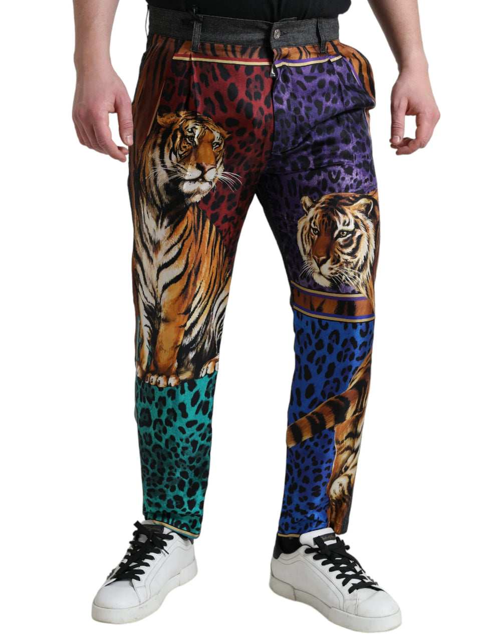 Dolce & Gabbana Multicolor Tiger Cotton Loose Denim Jeans - IT50 | L - Jeans