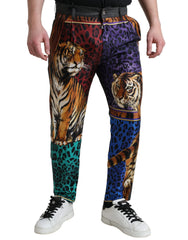 Dolce & Gabbana Multicolor Tiger Cotton Loose Denim Jeans - IT50 | L - Jeans