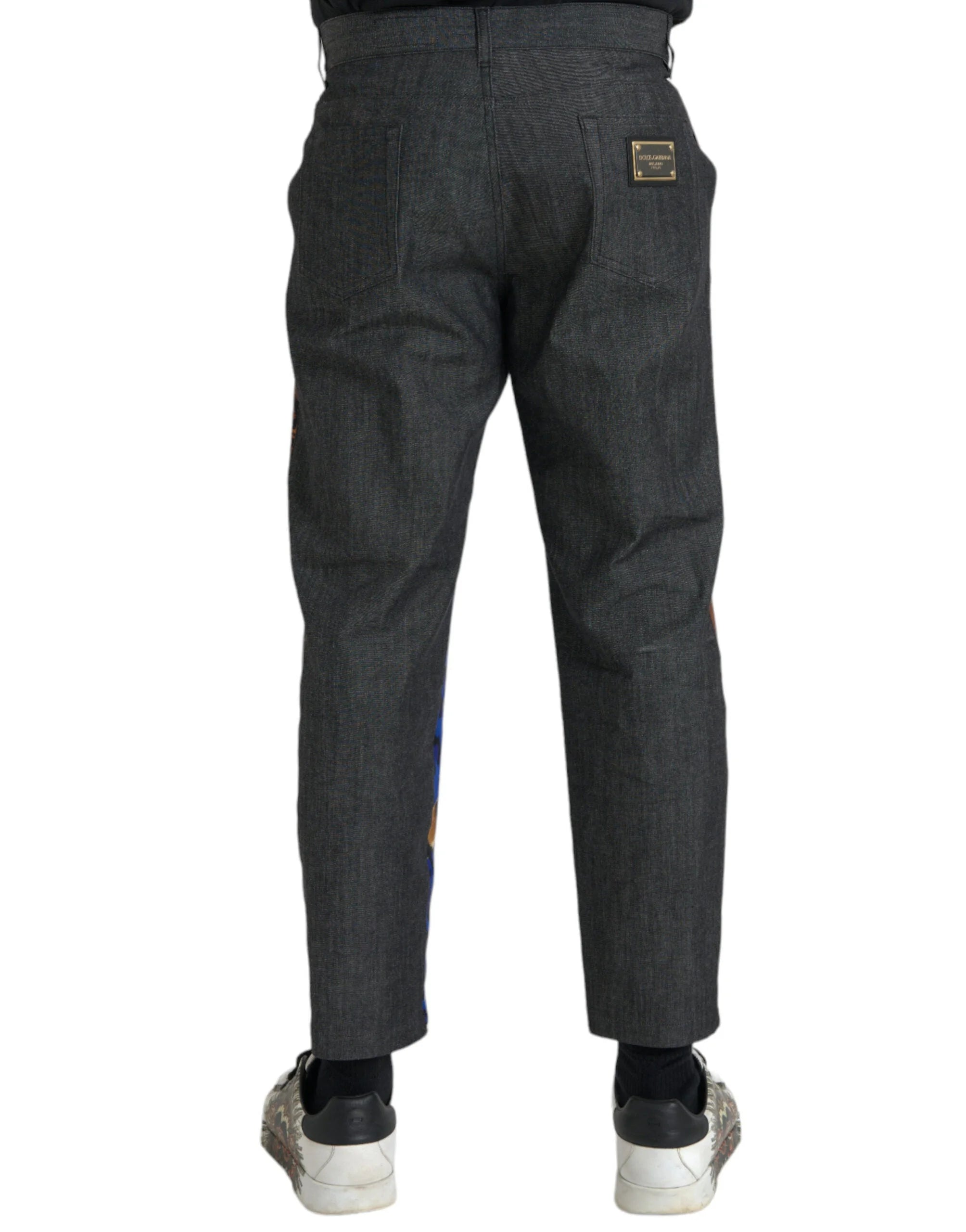 Dolce & Gabbana Multicolor Tiger Leopard Cotton Loose Tapered Pants - Trousers